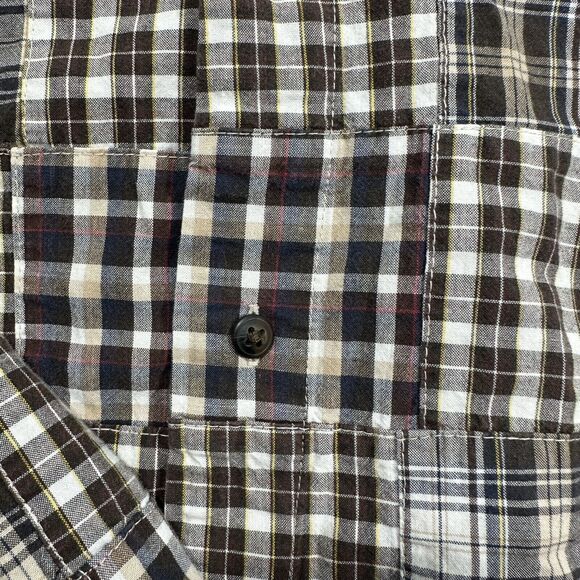 Chaps Shirt Mens 2XL XXL Button Up Brown Patchwork Quilt Long Sleeve Cotton - Picture 4 of 11